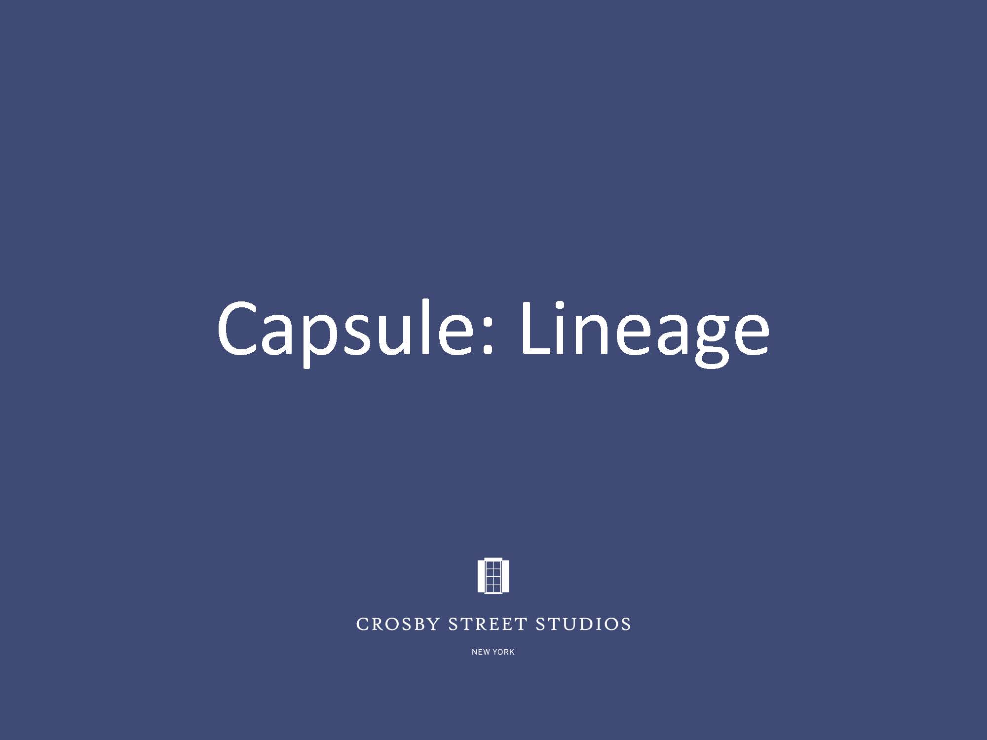 Crosby Street Studio Catalog_Capsule Lineage Cover
