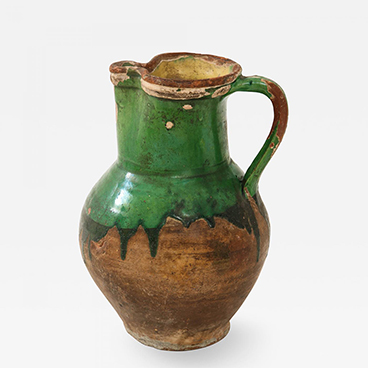 18_17th C Earthenware Pitcher with Yellow Green Glaze Friesland