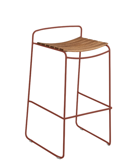 Fermob USA 2 SURPRISING_TABOURET_DE_BAR_TECK_OCRE_ROUGE