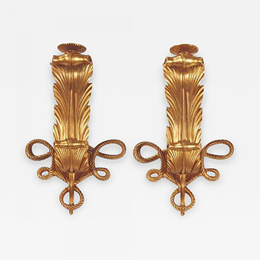 Milord Antiques 15_Rare and elegant pair of art deco gilt bronze sconces by Jules Leleu