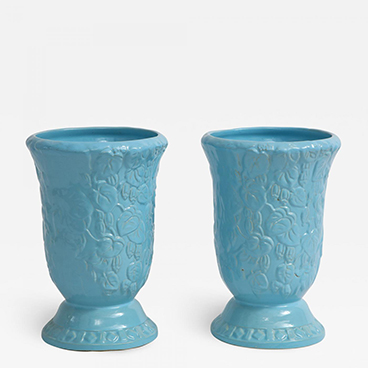 Roseville Pottery Large Scale Sky Blue Art Deco Planters Vases