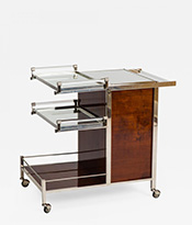 Jacques Adnet Art Deco Palissander and Chrome Plated Bar Cart