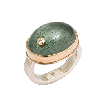 Jade Ring with Inset Diamond