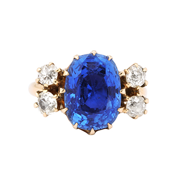 Vintage Deco Sapphire 18K Gold Ring