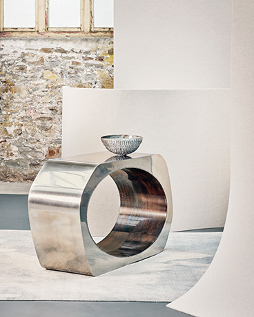 Skye console table with patinated interior and DPSS