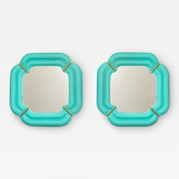 Pair-of-Tiffany-Blue-Murano-Glass-And-Brass-Square-Scalloped-Mirrors-Italy-760600-3883829