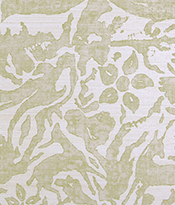W2049-04 Antelope and Flower Wallpaper Green thumb