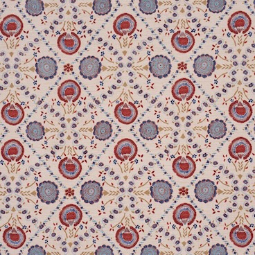 Athena Hand-Screen Print Fabric in Red and Blue